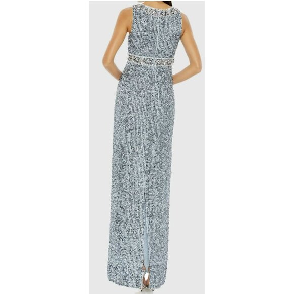 Mac Duggal Size 6 Sequin Column Blue Dress NWT - Picture 2 of 6